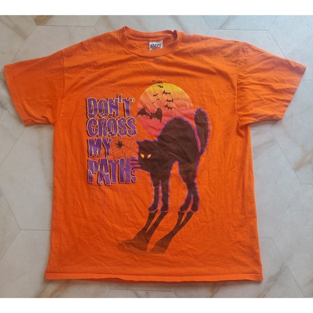 Vintage Halloween T-Shirt By FREEZE Single Stitch Unisex Size XL Black Cat